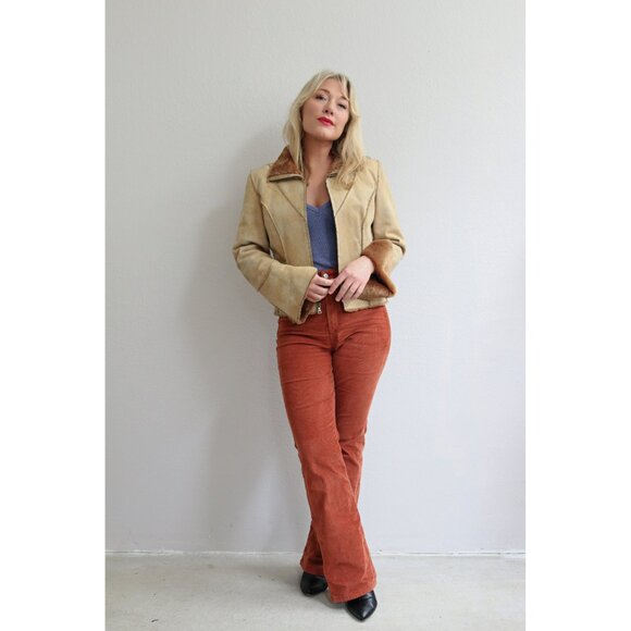 2000's Y2K Vintage Guess Faux Fur & Suede Jacket  // Women's Small to Medium 90s - Picture 4 of 10